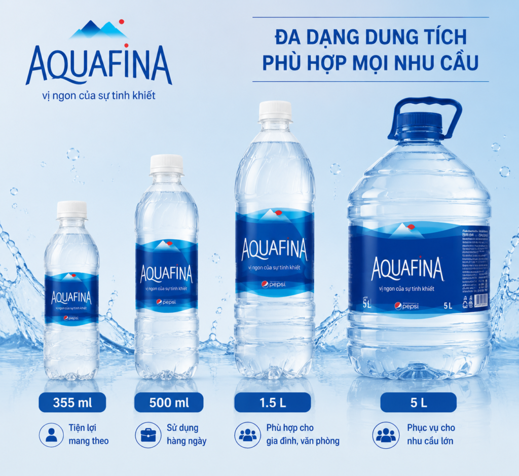 Nước suối Aquafina chính hãng 350ml – 5L phân phối tại Phường Nhiêu Lộc TP.HCM