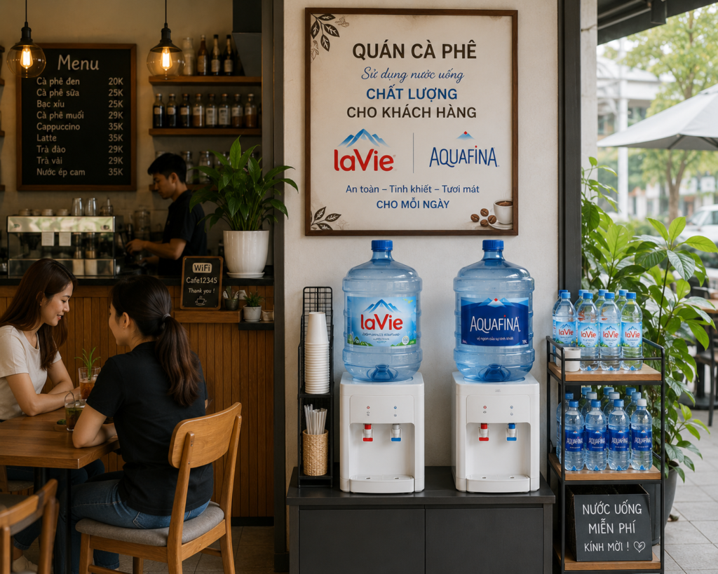 Nguồn nước sạch phục vụ pha chế và kinh doanh quán cà phê.