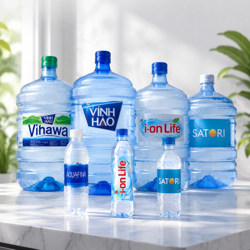Các thương hiệu nước uống chính hãng được Tấn Phát Water phân phối.