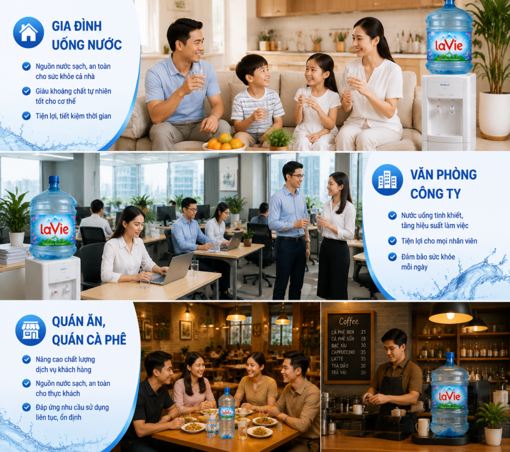 Dịch vụ giao nước Lavie Tấn Phát Water phục vụ đa dạng khách hàng tại Quận 6.