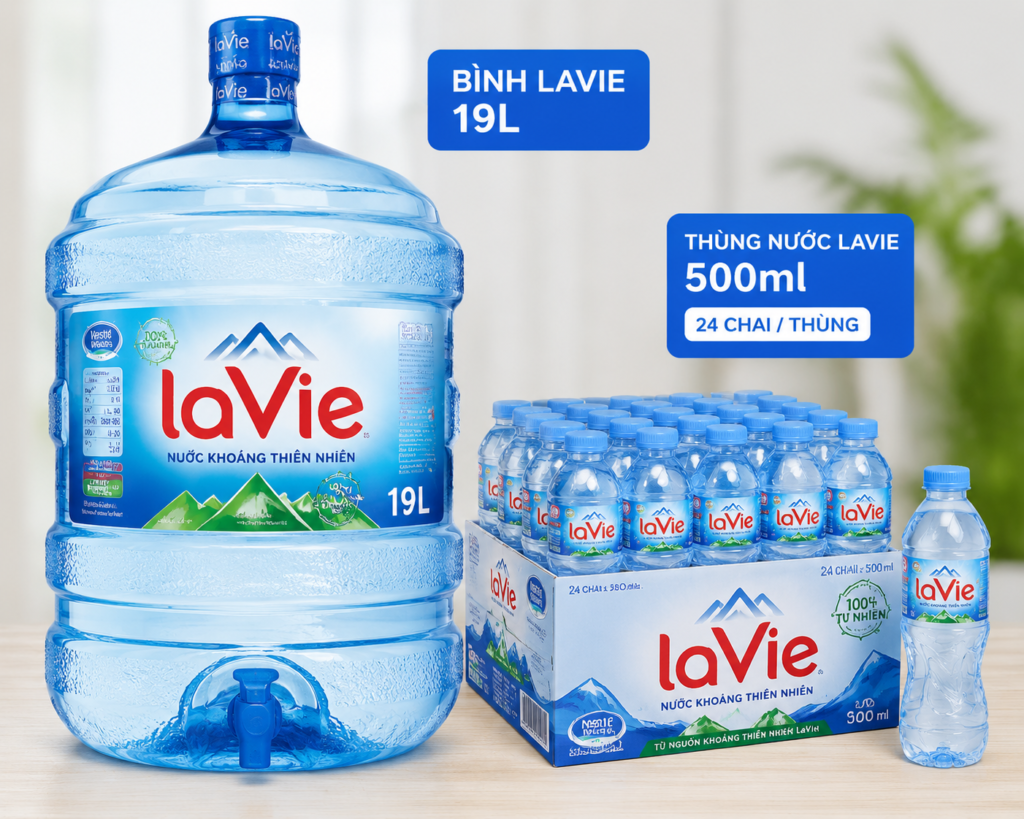 Nước khoáng Lavie chính hãng 19L – lựa chọn phổ biến cho văn phòng và hộ gia đình tại Quận 1