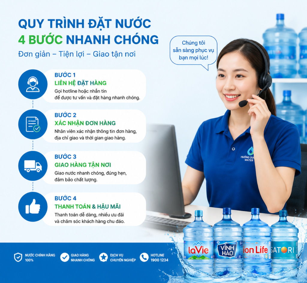 Quy trình đặt nước uống Phường Cầu Ông Lãnh đơn giản