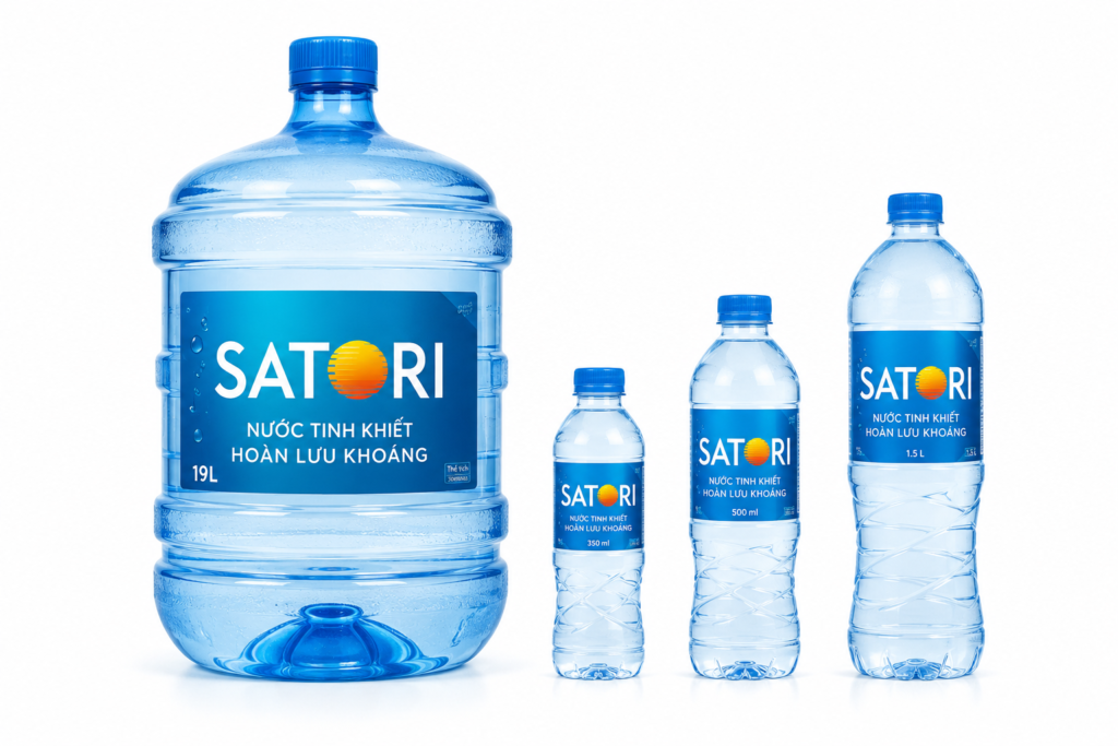 Các sản phẩm nước uống Satori chính hãng do Tấn Phát Water phân phối