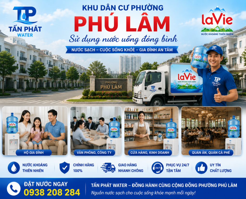 Nhu cầu sử dụng nước uống đóng bình 19L tại khu dân cư Phường Phú Lâm ngày càng tăng.